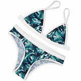 Sherry007 Printed Cut Out Bikini Halter Racerback Swimsuit Beachwear215Bluesmall