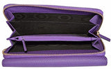 Leather Large Zip Around Continental Wallet Purple