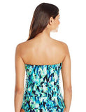 Kenneth Cole New York Floral Explosion Bandeau Tankini Teal Medium
