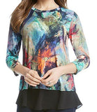 Floral Canvas Contrast Hem Top Print Shirt