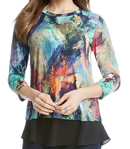 Floral Canvas Contrast Hem Top Print Shirt