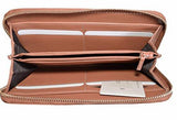 Denim And Leather Zip Around Wallet Clutch Bluetan