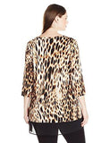 Plus Size 3/4 Sleeve Contrast Hem Tunic, Print, 0X