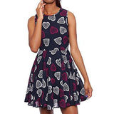 Sleeveless HeartPrint Fit& Flare Dress Regular Us S