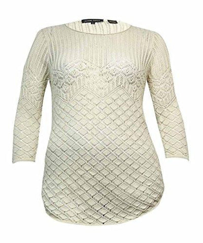 OpenKnit 3/4 Sleeves Cotton Sweater L, Sand