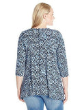 Plus Size 3/4 Sleeve Swing Top, Print, 1X