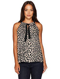 Ellen Tracy Tie Neck Halter, Cheetah/Beach Chambray, Petite XSmall
