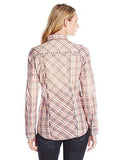 Rock 47 Long Sleeve Woven Shirt, Cream/Pink/Navy Plaid, Large