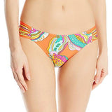 Sea Garden Shirred Side Hipster Bikini Bottom, Tangerine, 4