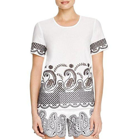 Michael Michael Kors Embroidered Casual Top White Xs
