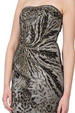 Embroidered Strapless Sheath Party Cocktail Dress