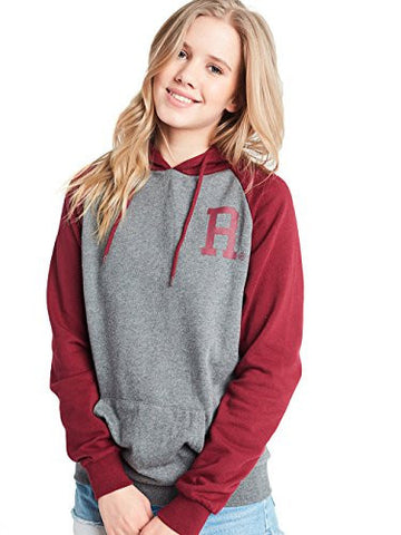 Varsity R Pullover Hoodie Grey/Maroon M Tops Sweatshirts Maroon/Grey