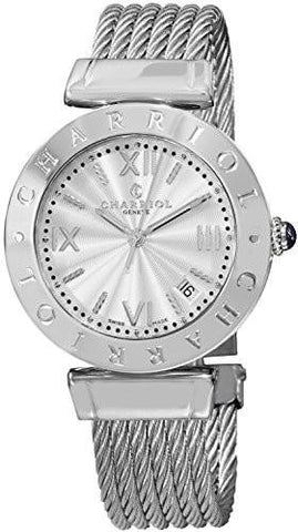 Charriol Alexandre C Stainless Steel Twisted Cable Bracelet Swiss Made Watch Ams51001