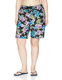 Kanu Surf Plus Size Katya Upf 50 Active Floral Swim Boardshort Black 1X