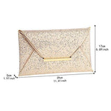 Jubileens Glitter Sequins Handbag Party Evening Envelope Clutch Purse Wallet Gold