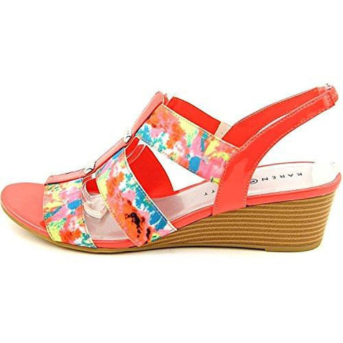 Johane Open Toe Casual Fabric Wedged Sandals, Pink, Size 5.5