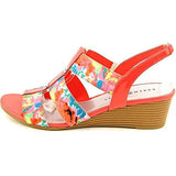 Johane Open Toe Casual Fabric Wedged Sandals, Pink, Size 5.5