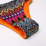 Mooskini Sexy Rectangular Printing Padded Bathing Suit Bikini Set L Orange