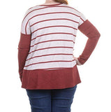 Long Sleeve Stripe Tunic Red Combo Size M