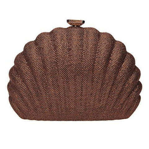 Shell Evening Clutches For Wedding And Party Bag For Brown