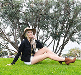 Trend Director Casual Basic Cropped Long Sleeve Button Down Denim Jacket In White Black & Blue Small Black