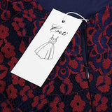 Creti Vintage Floral Lace Contrast Bow Cocktail Party Dress Evening Dress