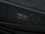 Wiberlux Prada Silver Triangle Logo Detail Flap Real Leather Long Wallet One Size Black