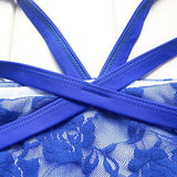 Mooskini Sexy Lace Halter Padded Push Up Bikini Set Twopieces Swimsuit S Blue