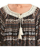 Premium Square Neck Peasant Top, Dusk Blue/Multi, Small