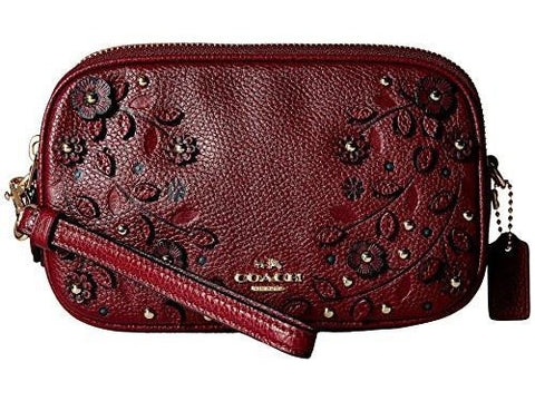 Willow Floral Applique Crossbody Clutch Liburgundy Clutch