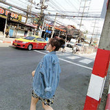 Retro Lapel Loose Fit Washed Old Casual Button Down Bf Denim Jacket Coat
