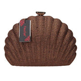 Shell Evening Clutches For Wedding And Party Bag For Brown