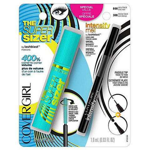 Super Sizer Mascara Very Black 800 And Intensify Me! Eye Liner Intense Black 300 Special Pack, .448 Oz