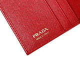 Wiberlux Prada Metal Logo Detail Flap Real Leather Mini Wallet One Size Red