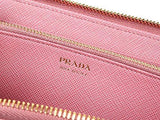 Wiberlux Prada Metal Logo Detail Ziparound Real Leather Long Wallet One Size Light Pink