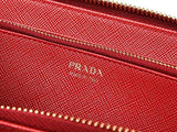 Wiberlux Prada Metal Logo Detail Ziparound Real Leather Long Wallet One Size Red