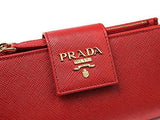 Wiberlux Prada Metal Logo Detail Real Leather Tab Wallet One Size Red