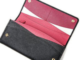 Wiberlux Prada Metal Logo Detail Contrast Interior Long Wallet One Size Black_Pink