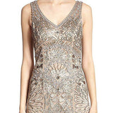 Beaded Soutache Column Evening Gown Dress