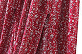 Casual Off Shoulder Split Bohemian Floral Long Maxi Dress Red M