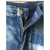 Vicvik Knee Casual Stylish Hip Hop Skinny Denim Pants Ripped Chain Jeans Xl Blue