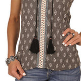 Sleeveless Top With Tie Dark Grey Medium