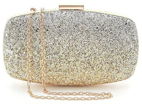 Yuenjoy Evening Bags Wedding Clutch Purse With Gradient Colors Glitter Gold Silver