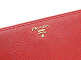 Wiberlux Prada Metal Logo Detail Ziparound Real Leather Long Wallet One Size Red
