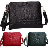 Crocodile Clutch Messenger Bags Handbags Genuine Leather Solid Shoulder Burgundy Color