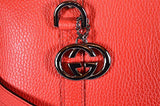 Leather Gg Charm Convertible Dome Handbag Purse Coral Red 5411