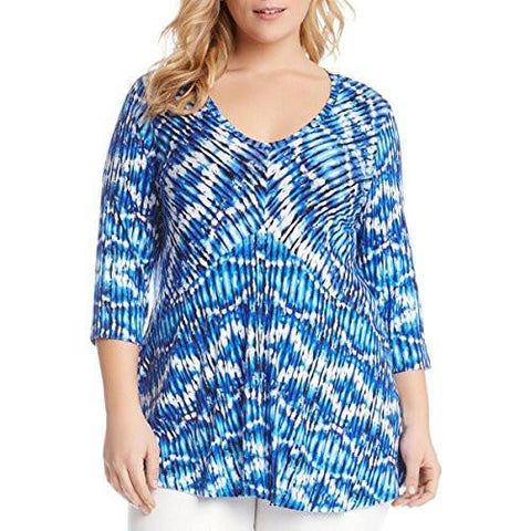 Plus Plus Size 3/4 Sleeve VNeck Top Print Shirt