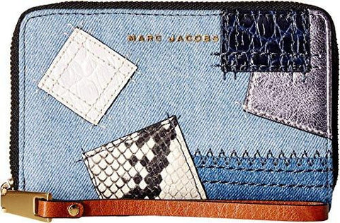 Marc Jacobs Denim Patchwork Zip Phone Wristlet Denim Multi Handbag