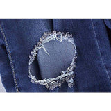 Vicvik Knee Skinny Denim Distressed Ripped Boyfriend Jeans L