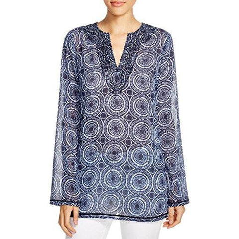 Michael Michael Kors Sheer Sequined Tunic Top Navy M